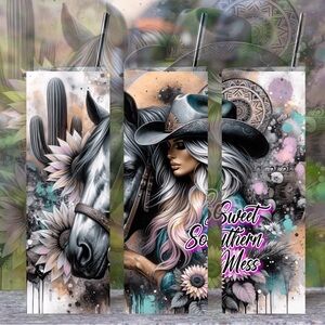 Handmade Sweet Southern Mess Tumbler New 20oz Skinny With Lid And Reusable Straw